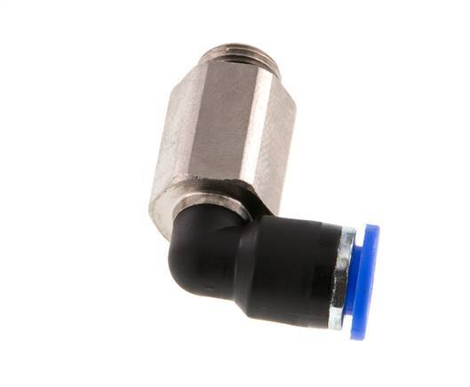 6mm x G1/8'' 90deg Elbow Push-in Fitting with Male Threads Brass/PA 66 NBR Long Sleeve Rotatable [2 Pieces]