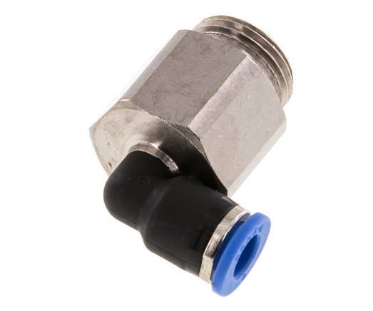 6mm x G3/8'' 90deg Elbow Push-in Fitting with Male Threads Brass/PA 66 NBR Long Sleeve Rotatable [2 Pieces]