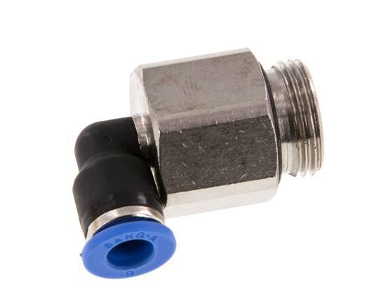 6mm x G3/8'' 90deg Elbow Push-in Fitting with Male Threads Brass/PA 66 NBR Long Sleeve Rotatable [2 Pieces]