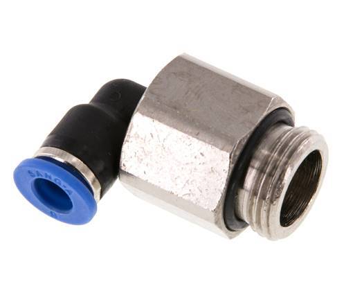 6mm x G3/8'' 90deg Elbow Push-in Fitting with Male Threads Brass/PA 66 NBR Long Sleeve Rotatable [2 Pieces]