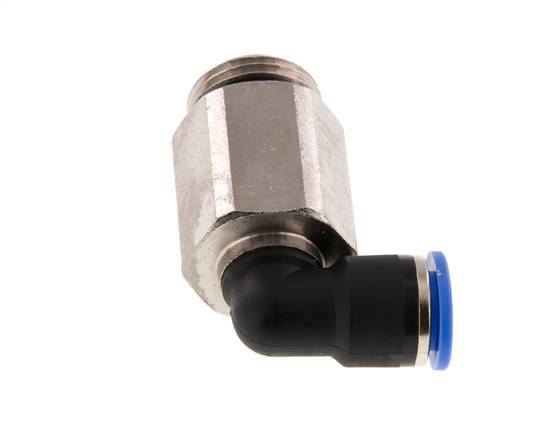 10mm x G1/2'' 90deg Elbow Push-in Fitting with Male Threads Brass/PA 66 NBR Long Sleeve Rotatable