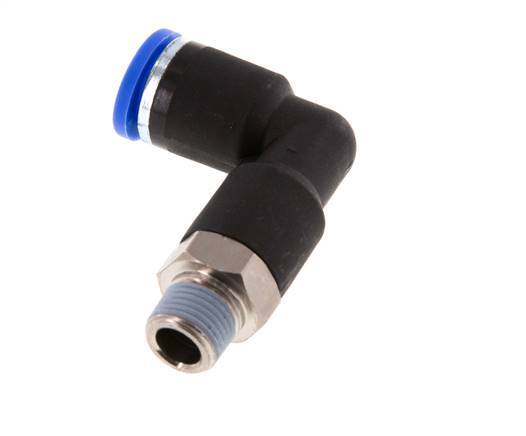 Racor de 8mm x R1/8'' 90deg con rosca macho latón/PA 66 NBR cuerpo largo giratorio [2 piezas]