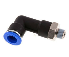 10mm x R1/8'' 90deg Elbow Push-in Fitting with Male Threads Brass/PA 66 NBR Long Body Rotatable [2 Pieces]