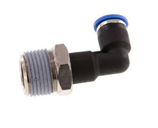 6mm x R3/8'' 90deg Elbow Push-in Fitting with Male Threads Brass/PA 66 NBR Long Body Rotatable [2 Pieces]