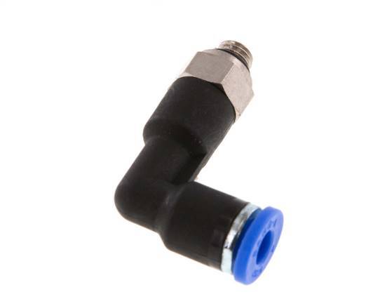 4mm x M 5 90deg Racor rápido roscado con rosca macho Latón/PA 66 NBR Cuerpo largo Orientable [2 piezas]