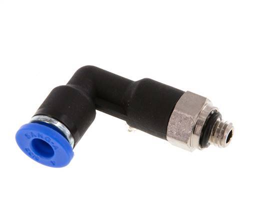 4mm x M 5 90deg Racor rápido roscado con rosca macho Latón/PA 66 NBR Cuerpo largo Orientable [2 piezas]