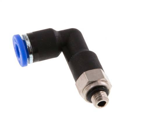 4mm x M 5 90deg Racor rápido roscado con rosca macho Latón/PA 66 NBR Cuerpo largo Orientable [2 piezas]