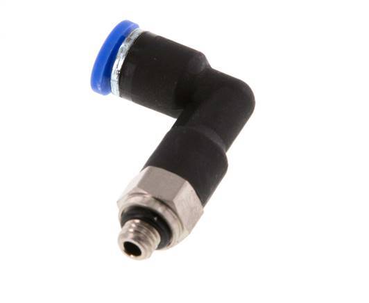 4mm x M 5 90deg Racor rápido roscado con rosca macho Latón/PA 66 NBR Cuerpo largo Orientable [2 piezas]