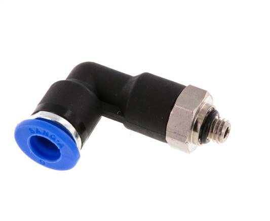 6mm x M 5 90deg Elbow Push-in Fitting with Male Threads Brass/PA 66 NBR Long Body Rotatable [2 Pieces]