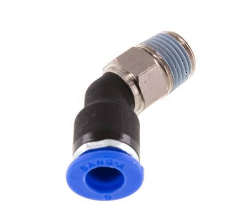 6mm x R1/8'' 45deg Elbow Push-in Fitting with Male Threads Brass/PA 66 NBR [2 Pieces]
