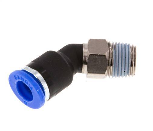 6mm x R1/8'' 45deg Elbow Push-in Fitting with Male Threads Brass/PA 66 NBR [2 Pieces]