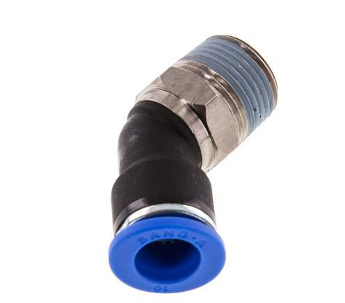 10mm x R3/8'' 45deg Elbow Push-in Fitting with Male Threads Brass/PA 66 NBR [2 Pieces]