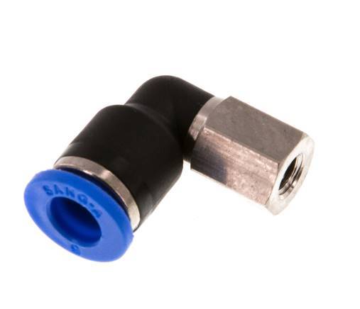 6mm x M 5 90deg Elbow Push-in Fitting with Female Threads Brass/PA 66 NBR Rotatable [2 Pieces]