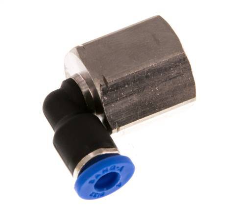 4mm x G1/4'' 90deg Elbow Push-in Fitting with Female Threads Brass/PA 66 NBR Rotatable [2 Pieces]