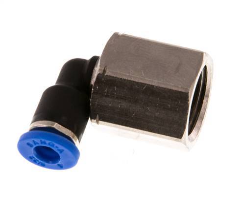 4mm x G1/4'' 90deg Elbow Push-in Fitting with Female Threads Brass/PA 66 NBR Rotatable [2 Pieces]