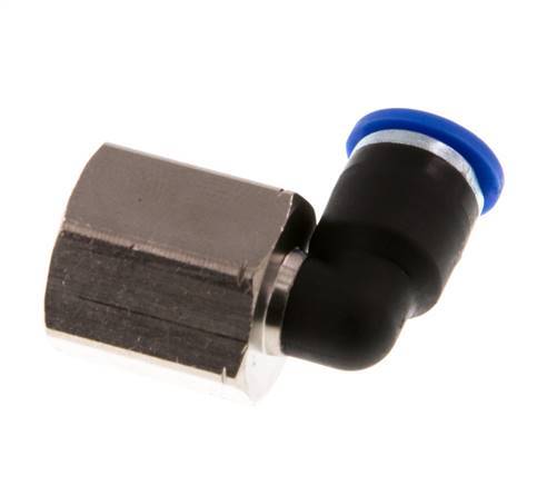 6mm x G1/4'' 90deg Elbow Push-in Fitting with Female Threads Brass/PA 66 NBR Rotatable [2 Pieces]