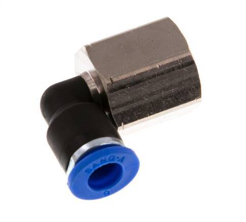 Racor de 6mm x G1/4'' 90deg con rosca hembra Latón/PA 66 NBR Giratorio [2 Piezas]