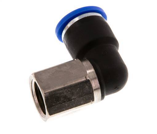 10mm x G1/4'' 90deg Elbow Push-in Fitting with Female Threads Brass/PA 66 NBR Rotatable [2 Pieces]