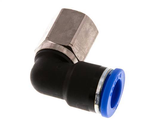 10mm x G1/4'' 90deg Elbow Push-in Fitting with Female Threads Brass/PA 66 NBR Rotatable [2 Pieces]