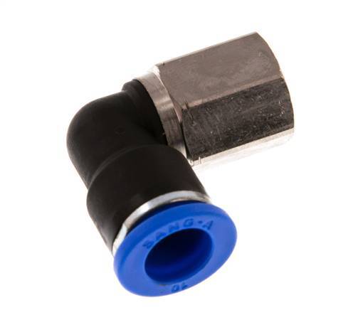 10mm x G1/4'' 90deg Elbow Push-in Fitting with Female Threads Brass/PA 66 NBR Rotatable [2 Pieces]