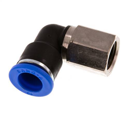 10mm x G1/4'' 90deg Elbow Push-in Fitting with Female Threads Brass/PA 66 NBR Rotatable [2 Pieces]