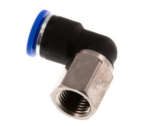 10mm x G1/4'' 90deg Elbow Push-in Fitting with Female Threads Brass/PA 66 NBR Rotatable [2 Pieces]
