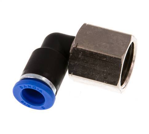 8mm x G3/8'' 90deg Elbow Push-in Fitting with Female Threads Brass/PA 66 NBR Rotatable [2 Pieces]