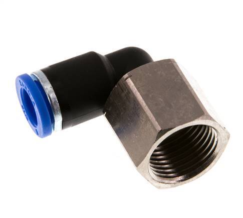 8mm x G3/8'' 90deg Elbow Push-in Fitting with Female Threads Brass/PA 66 NBR Rotatable [2 Pieces]
