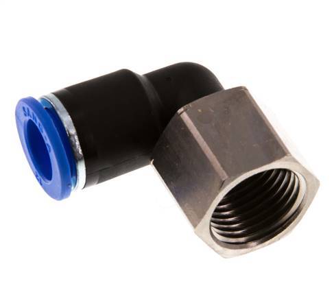 12mm x G1/2'' 90deg Elbow Push-in Fitting with Female Threads Brass/PA 66 NBR Rotatable