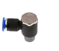 6mm x R1/8'' 90deg Elbow L-shape Push-in Fitting with Male Threads Brass/PA 66 NBR Rotatable [2 Pieces]