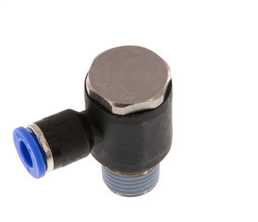 6mm x R1/4'' 90deg Elbow L-shape Push-in Fitting with Male Threads Brass/PA 66 NBR Rotatable [2 Pieces]