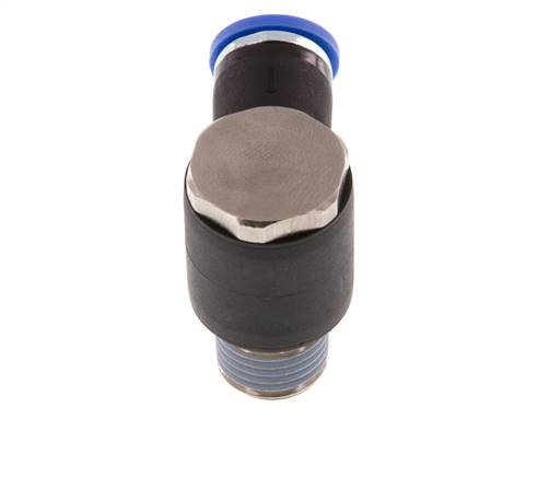 8mm x R1/4'' 90deg Elbow L-shape Push-in Fitting with Male Threads Brass/PA 66 NBR Rotatable [2 Pieces]