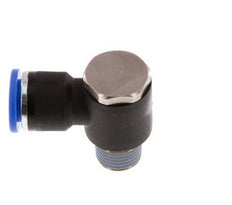 10mm x R1/4'' 90deg Elbow L-shape Push-in Fitting with Male Threads Brass/PA 66 NBR Rotatable [2 Pieces]