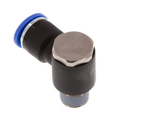 10mm x R1/4'' 90deg Elbow L-shape Push-in Fitting with Male Threads Brass/PA 66 NBR Rotatable [2 Pieces]