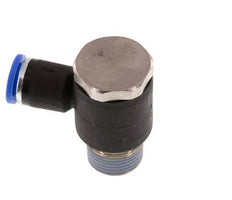 8mm x R3/8'' 90deg Elbow L-shape Push-in Fitting with Male Threads Brass/PA 66 NBR Rotatable [2 Pieces]