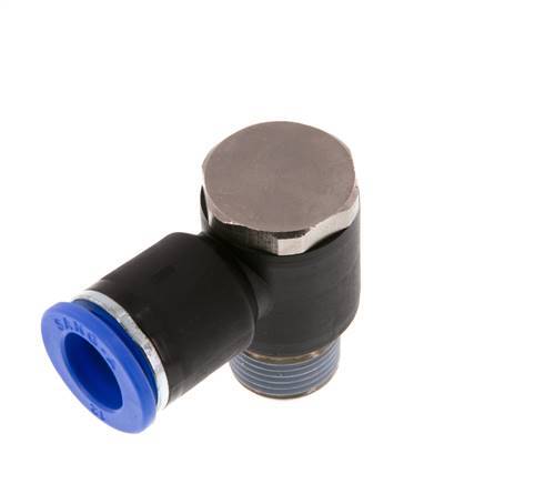 12mm x R3/8'' 90deg Elbow L-shape Push-in Fitting with Male Threads Brass/PA 66 NBR Rotatable