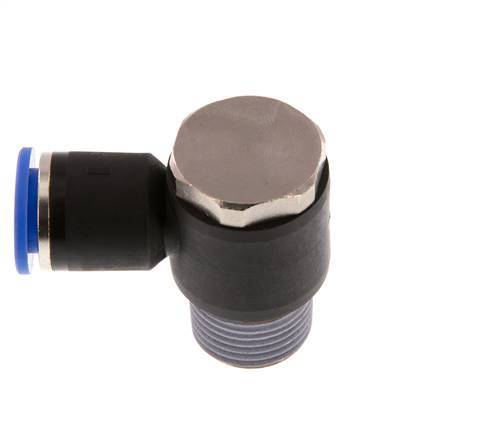 12mm x R1/2'' 90deg Elbow L-shape Push-in Fitting with Male Threads Brass/PA 66 NBR Rotatable