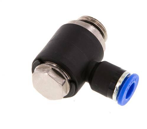 6mm x G1/4'' 90deg Elbow L-shape Push-in Fitting with Male Threads Brass/PA 66 NBR Rotatable [2 Pieces]