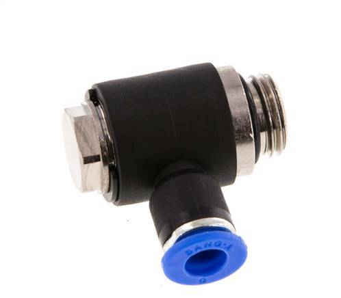 6mm x G1/4'' 90deg Elbow L-shape Push-in Fitting with Male Threads Brass/PA 66 NBR Rotatable [2 Pieces]