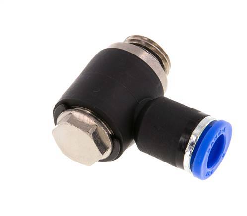 8mm x G1/4'' 90deg Elbow L-shape Push-in Fitting with Male Threads Brass/PA 66 NBR Rotatable [2 Pieces]