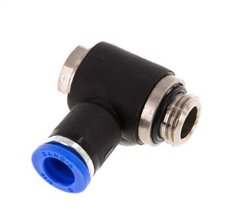 8mm x G1/4'' 90deg Elbow L-shape Push-in Fitting with Male Threads Brass/PA 66 NBR Rotatable [2 Pieces]