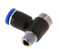 8mm x R1/8'' 90deg Elbow L-shape Push-in Fitting with Male Threads Brass/PA 66 NBR Inner Hexagon Rotatable [2 Pieces]