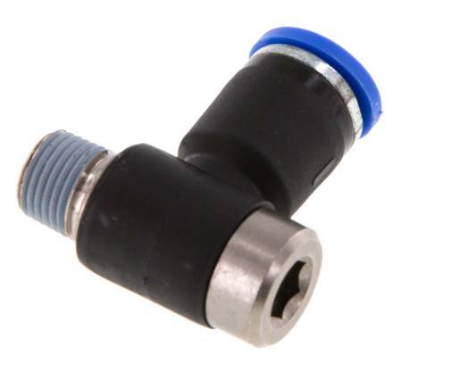 8mm x R1/8'' 90deg Elbow L-shape Push-in Fitting with Male Threads Brass/PA 66 NBR Inner Hexagon Rotatable [2 Pieces]