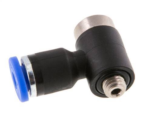 3mm x M 5 90deg Elbow L-shape Push-in Fitting with Male Threads Brass/PA 66 NBR Inner Hexagon Rotatable [2 Pieces]