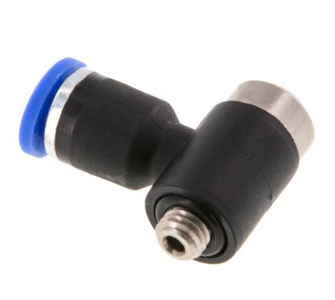 3mm x M 5 90deg Elbow L-shape Push-in Fitting with Male Threads Brass/PA 66 NBR Inner Hexagon Rotatable [2 Pieces]