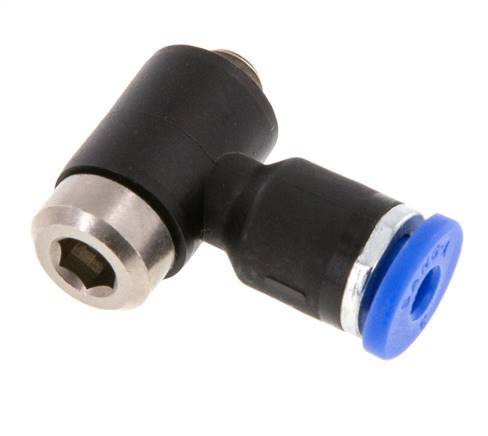 3mm x M 5 90deg Elbow L-shape Push-in Fitting with Male Threads Brass/PA 66 NBR Inner Hexagon Rotatable [2 Pieces]