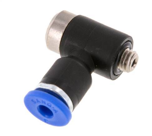3mm x M 5 90deg Elbow L-shape Push-in Fitting with Male Threads Brass/PA 66 NBR Inner Hexagon Rotatable [2 Pieces]