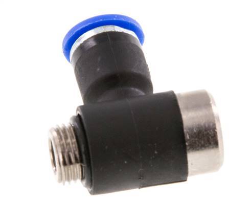 6mm x G1/8'' 90deg Elbow L-shape Push-in Fitting with Male Threads Brass/PA 66 NBR Inner Hexagon Rotatable [2 Pieces]