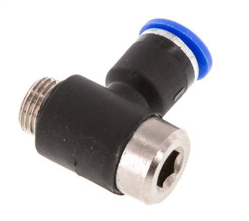 6mm x G1/8'' 90deg Elbow L-shape Push-in Fitting with Male Threads Brass/PA 66 NBR Inner Hexagon Rotatable [2 Pieces]