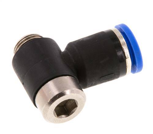 8mm x G1/8'' 90deg Elbow L-shape Push-in Fitting with Male Threads Brass/PA 66 NBR Inner Hexagon Rotatable [2 Pieces]